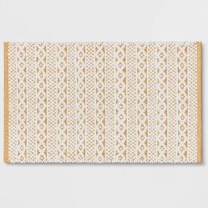 Chenille Woven Cotton Gold White Threshold Bath Rug